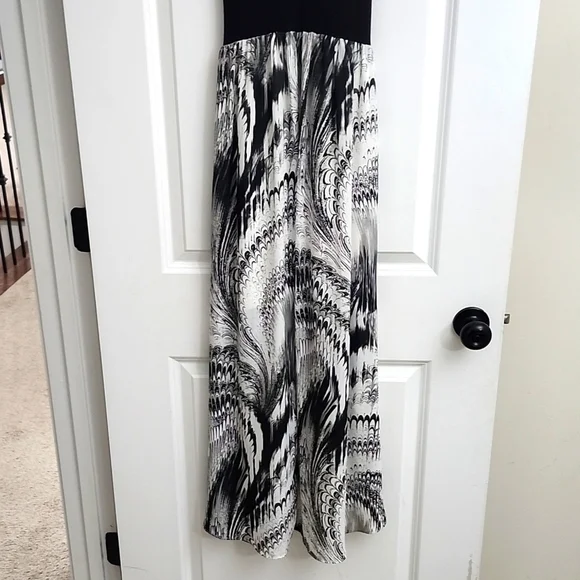 Bailey 44 NWOT XS Grumeti River Maxi Dress High Low Black White Graphic Ruched - Picture 9 of 15